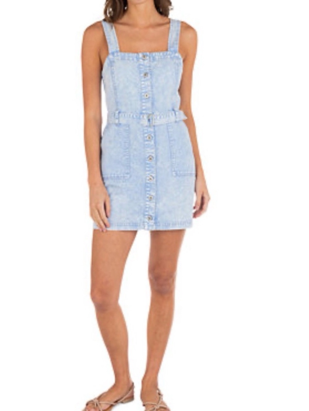 Hurley Light Blue Denim Button-Front Mini Dress